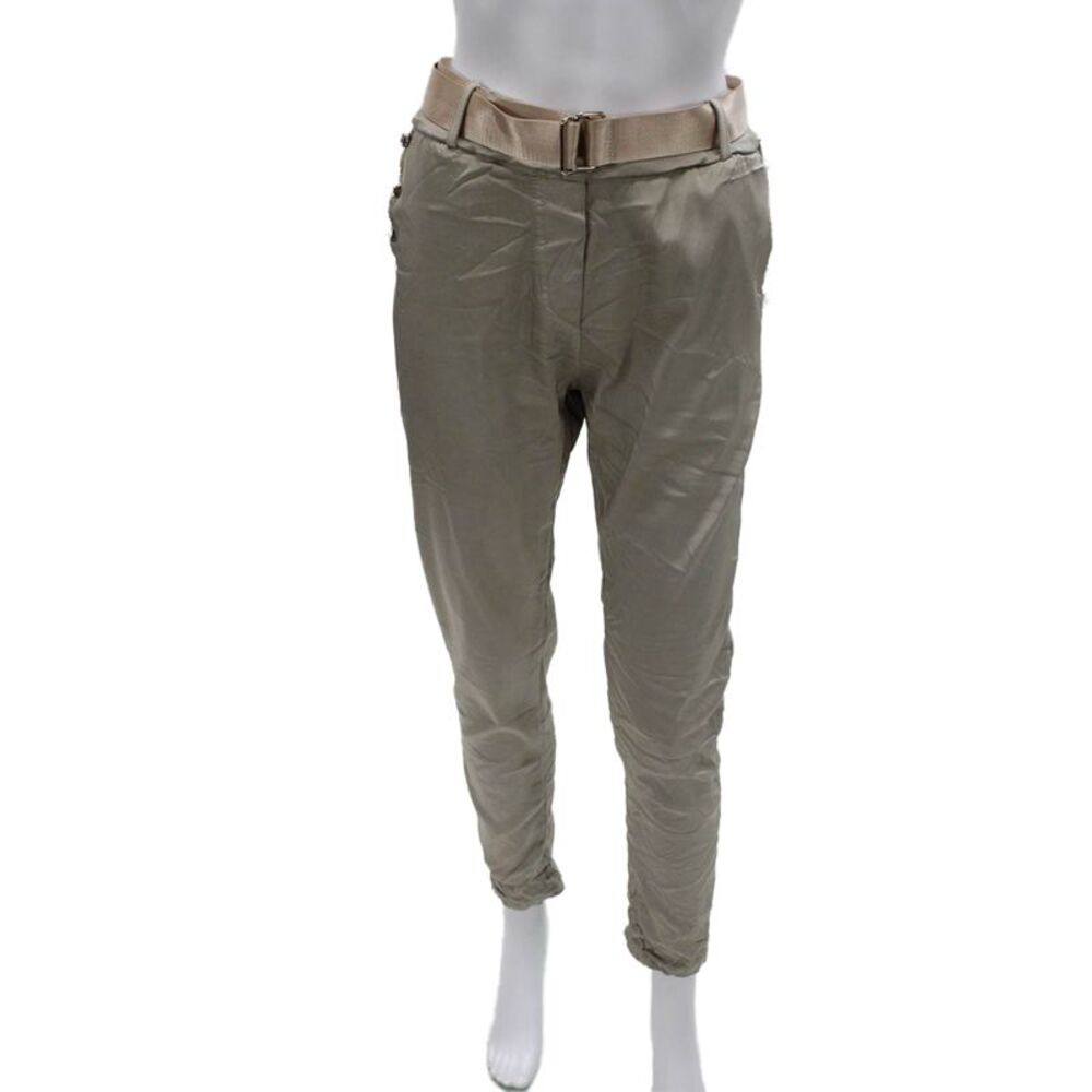 Brand Bazar Womens Ankle Pants Beige Viscose Zip Solid Spring Size 28